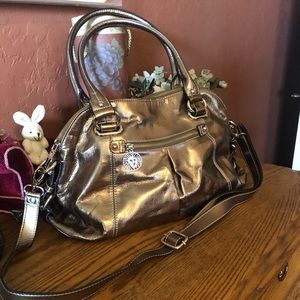Anne Klein Faux Leather Metallic Crossbody Bag